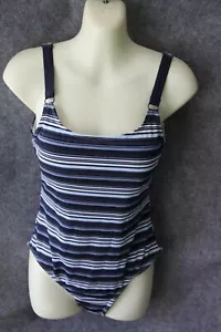 SWIMSUIT SWIMMING COSTUME SIZE 36-38 BLUE STRIPED BY GINA BENOTTI - Picture 1 of 2