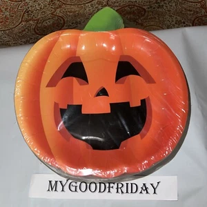 80 Count Halloween Disposable Paper Plates Pumpkin Ghost Set Dia. 22cm, 9”approx - Picture 1 of 6