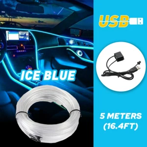 5m Ice LED Blue Interior Atmosphere Wire Strip Light USB Bar for DODGE RAM 1500 - Picture 1 of 13