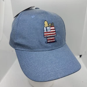 Peanuts Herren Strapback Hut Blau Bestickt Patriotisches Logo Snoopy Neu Mit Etikett - Bild 1 von 7