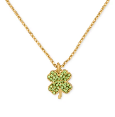 Kate Spade NWT Lucky Charm Green Clover pave necklace - Image 1 of 4