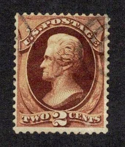 USA Sc #146 Used 1870 Red Brown 2¢ Andrew Jackson Well Struck Lightly Postmarked - Picture 1 of 2