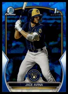 2023 Bowman Chrome Prospects Sapphire Edition Jace Avina Milwaukee Brewers - Image 1 of 2