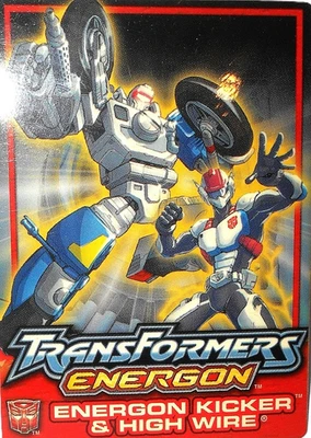 TRANSFORMERS Energon KICKER & HIGH WIRE Trading Card 2003 complete tech specs - Image 1 of 3