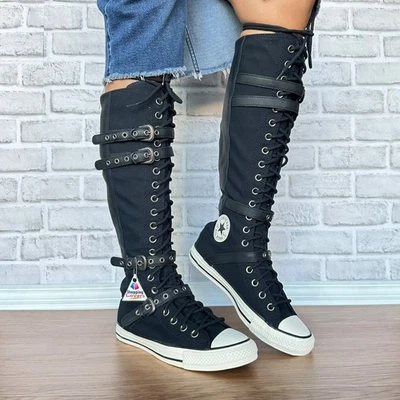 ⭐Converse Chuck Taylor XXHi Leather Straps 9.5 Women Sneaker Boots Black A16600C - Image 1 of 4