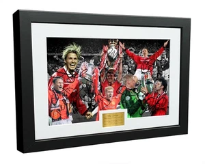 1999 'THE TREBLE' Manchester United Signed Photo Photograph Picture Frame Gift - Picture 1 of 2