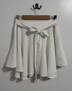 Tussah Flare White Mini Skirt Size 14 Tie Up Adjustable Belt - Picture 1 of 8