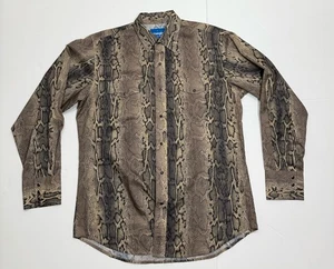 Vintage Wrangler Snake Skin Graphic Western Pearl Snap Shirt Men's Size L *RARE* - Picture 1 of 5