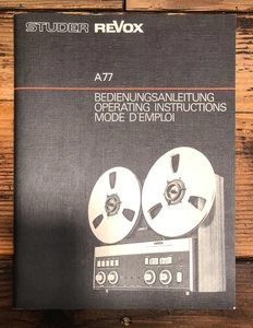 Studer Revox Model A77 Reel to Reel Owners / User Manual *Original* - Picture 1 of 1