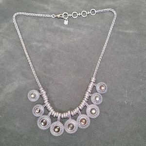 18” Lucky Brand Silver Tone Reversible Necklace Purple Irredecent Gems - Picture 1 of 3