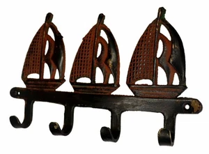 Gancho para colgar de pared llave toalla de latón hecho a mano con acabado victoriano de diseño de barco - Imagen 1 de 8