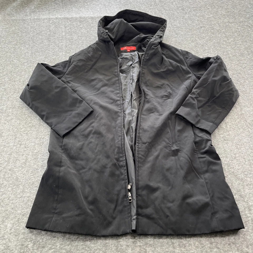 Anne Klein Black Women Waterproof Hooded Light Jacket Size XL Nylon - Image 1 of 4