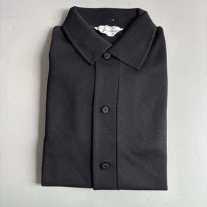 Vintage 1970s Black Gino Barozzi Acetate Shirt Jacket Longsleeve Sz Large - Picture 1 of 2