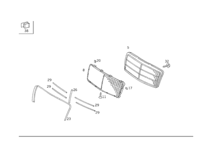 Grelha genuína Mercedes-Benz 202-888-03-23 - Imagem 1 de 2