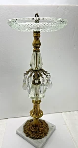 Cenicero Vintage Hollywood Regency Pedestal Soporte de Piso Vidrio Cristal Cigarrillo - Imagen 1 de 12