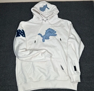 Pulôver com capuz masculino Pro Standard NFL Detroit Lions Varsity Blues L bege perfeito estado - Imagem 1 de 4
