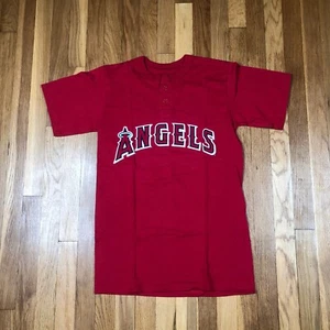 New Majestic Angels Shirt Mens Small Red Los Angeles MLB Baseball Sports Top Z3 - Picture 1 of 5