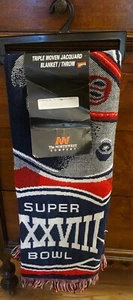 New England Patriots Super Bowl 38 XXXViii Triple Woven Tapestry Blanket New - Picture 1 of 7