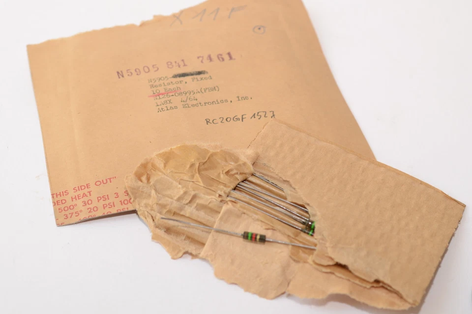 10x Vintage Kohlemasse Widerstand 1.5 kOhm, 0.5 W, Resistor for Tube Amps, NOS - Image 1 of 3