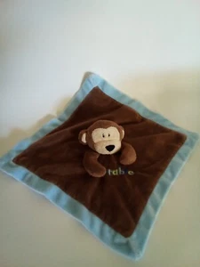 Lovey Security Blanket Brown and Blue Bear Adorable Satin - Picture 1 of 3