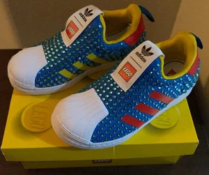 Kids Customized Adidas Lego X Superstar 360 C Shock Blue Crystal HO2730 Size 12 - Picture 1 of 11