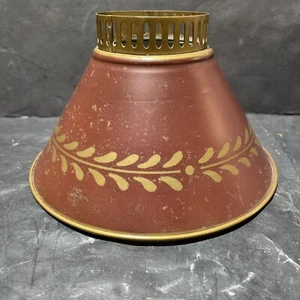 Vintage Chip On Bulb Preowned Metal Lamp Shade Rust Red Gold 7 1/4” Bottom - Picture 1 of 12