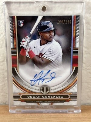 2023 Topps Tribute Oscar Gonzalez Auto RC 188/199 Cleveland Guardians - Image 1 of 3
