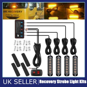 4x 6 LED Amber Recovery Strobe Flashing Grille Light Lightbar Truck Beacon Lamp - Picture 1 of 19