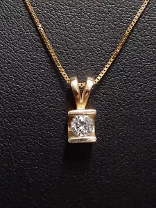 (RI4) 14k Yellow Gold Women's Diamond Pendant & Chain .15 CTW Size 18" 1.8 Grams - Picture 1 of 5