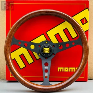 MOMO Heritage Indy Black Woodgrain Mahogany Wood Steering Wheel 350mm - Picture 1 of 7