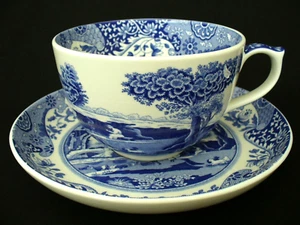 New~SPODE~Blue&White~ITALIAN~Fine Porcelain~20oz~JUMBO~Cup and Saucer~EC - Picture 1 of 11