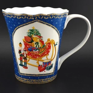 Holiday Christmas Mug Robert Stanley Home Collection Scalloped Nutcracker Sleigh - Picture 1 of 5