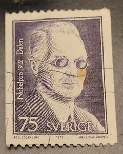 1972 Swedish Postage Stamp Nils Gustav Dalen Physics Canceled 75 Swedish Ore - Picture 1 of 2
