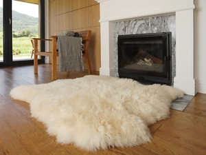 GIANT SHEEPSKIN Double XXXL White Throw Genuine leather Sheep Skin 46" x 46 - Picture 1 of 5