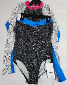 *NWT* Nike Youth Long Sleeve 1 Piece Swimsuit Girls Size Large - Picture 1 of 3