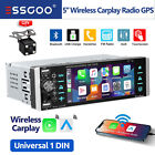 5.1in Single 1 Din Wireless Carplay Car Stereo Radio Bluetooth Touch Screen +cam