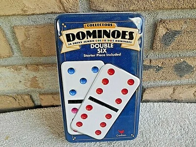 Collectors Dominoes Color Dot Double Six Starter Pc. Included w Tin Box Cardinal - Image 1 of 4