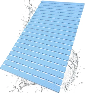 Shower Mat Non Slip Bathtub Mat with Suction Cups and Drain Holes 27.5 X15.7 Inc - Picture 1 of 12