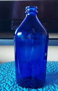 Vintage Cobalt Blue Genuine Phillips Glass Bottle Made in USA 9" Tall - Picture 1 of 7