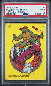 1989 Topps TMNT Ninja Turtles #9 Power Skateboard Sticker Card PSA 9 - Picture 1 of 2