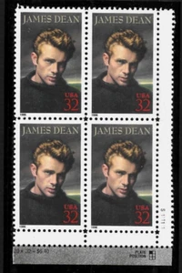 JAMES DEAN LEGEND OF HOLLYWOOD KEEPSAKE #3082 US 32c MNH FVF STAMP PLATE BLOCK - Picture 1 of 2