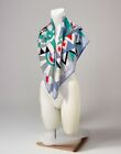 Szalik damski jasnoniebieski arty design abstrakcyjny nadruk jedwab długi damski szal