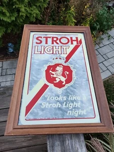Vintage Stroh's Light Beer Mirror Sign “Looks Like A Stroh Light Night” - Picture 1 of 11