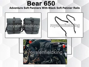 Genuine Royal Enfield Bear 650 SOFT PANNIER BAGS WITH MOUNTING RAILS GREY - Picture 1 of 8