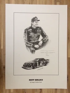 NASCAR Art Print RUSTY WALLACE By Gregory Graham Grant Artist Signed 80/2800 - Picture 1 of 9