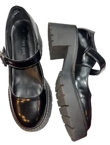 Madden Girl MARY JANES BLACK SHOES 7.5 M Thunderr Buckle Chunky Heels Platform - Picture 1 of 15