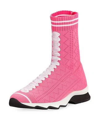 FENDI EE. UU. Talla 4-4,5 $950 EU35/35,5 ROCKOKO Calcetín Tejido en Zigzag Tenis Botas Foto 1 de 4