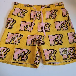 MTV Swim Trunks Board Shorts All Around Logo Print Adult Size Medium Description - Picture 1 of 13