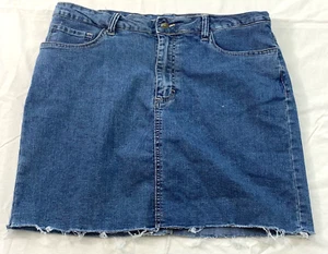 women's jean skort size 14 blue denim inner lining zipper pockets cotton - Picture 1 of 6