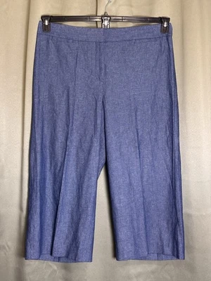 Pantalones Cortos Talbots Mezcla de Lino Pierna Ancha Mujer 16 Azul Lujo Nuevos con Etiquetas Foto 1 de 4